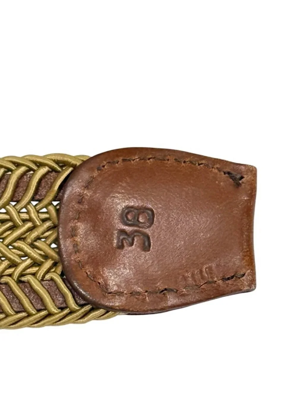 Torino Men's Belt Braided Leather Adjustable Brown Tan Silver Buckle USA Size 38